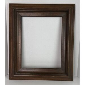 Vintage Solid Wood Dark-Stained Picture Frame Stepped Profile Beveled Edge 11x14